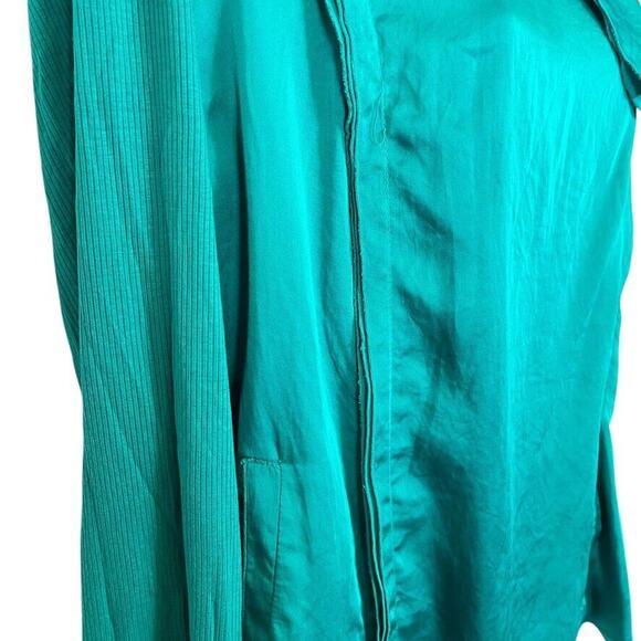 INC International Concepts Satin Long Sleeve Moto Jacket Asymmetrical Green 2X - Picture 3 of 16